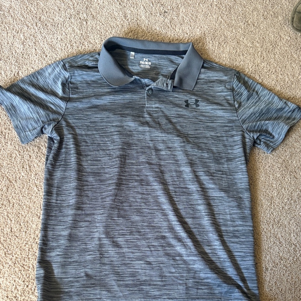Under Armour boys Heathered Gray Performance Polo Shirt